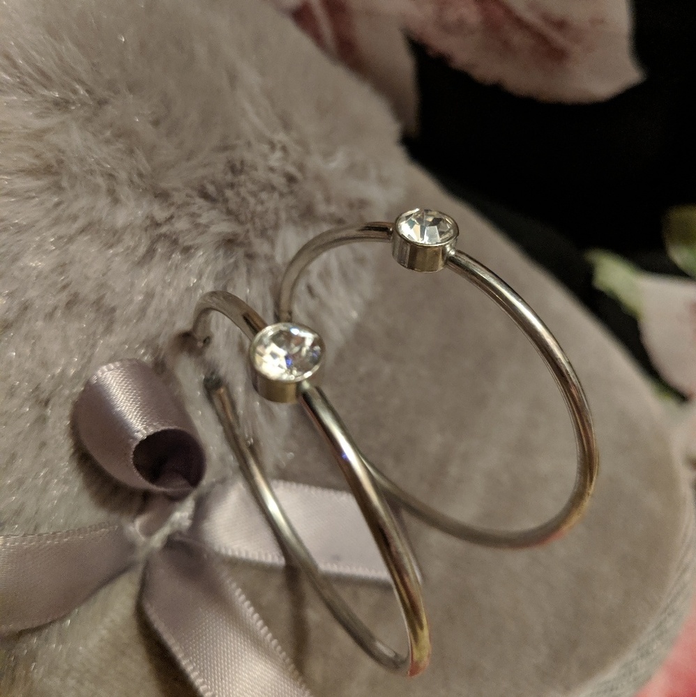WHBM Sliver Hoop with Rhinestone